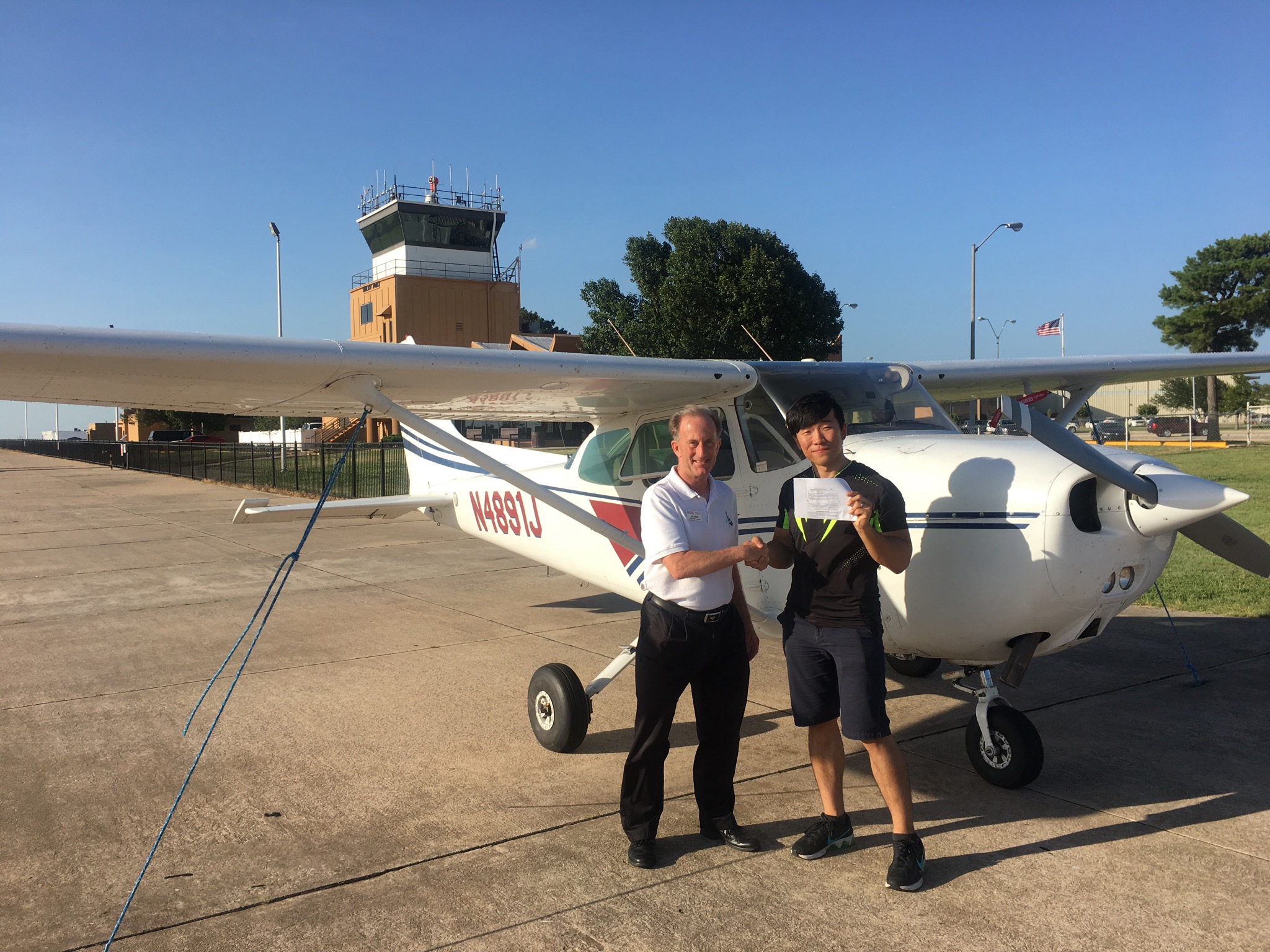Pilot After his check-ride with flight instructor